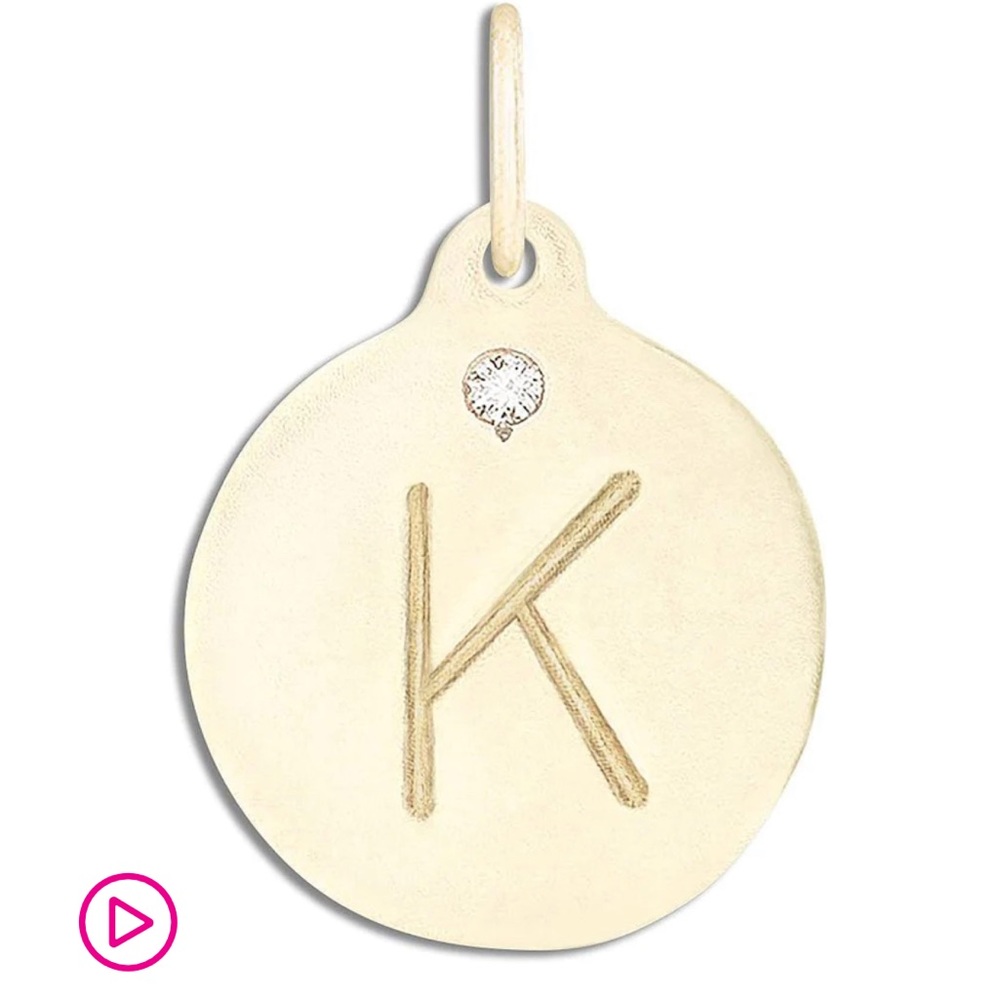 Helen Ficalora “K" Alphabet Charm With Diamond 14kgold